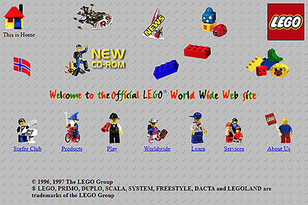 Lego website in 1996