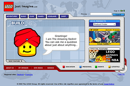 Lego website in 2002
