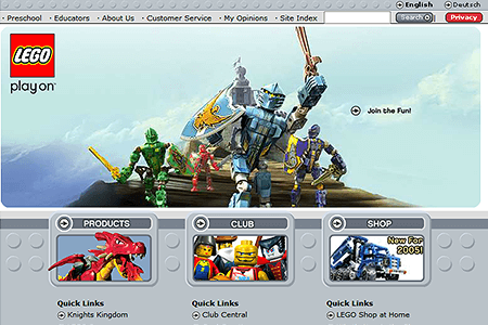 Lego website in 2004