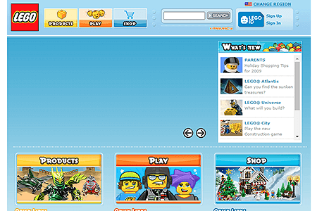 LEGO website in 2009