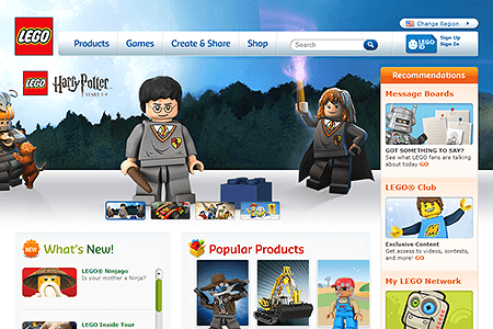 LEGO website in 2010