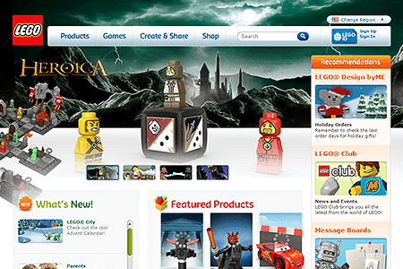 LEGO website in 2011