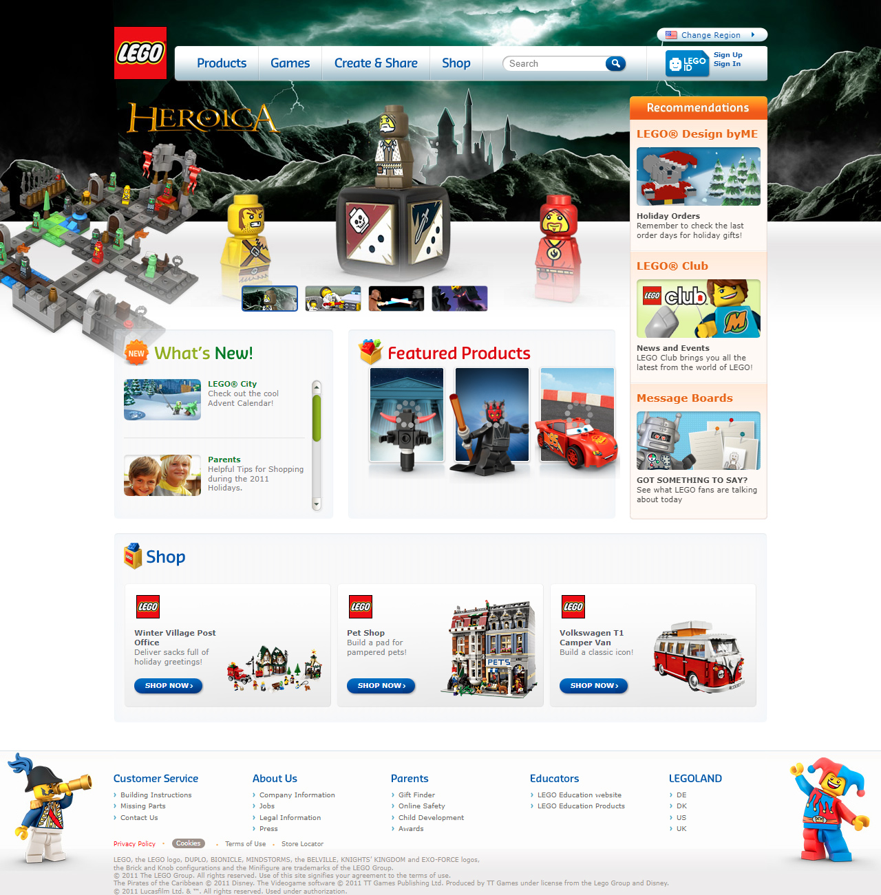 LEGO website in 2011
