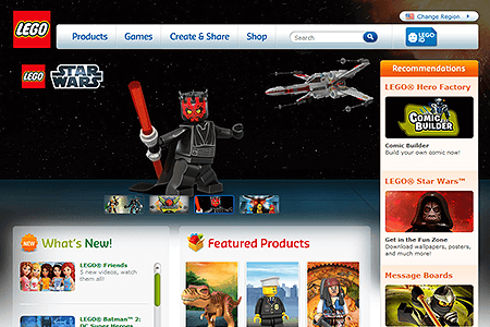 Lego website in 2012