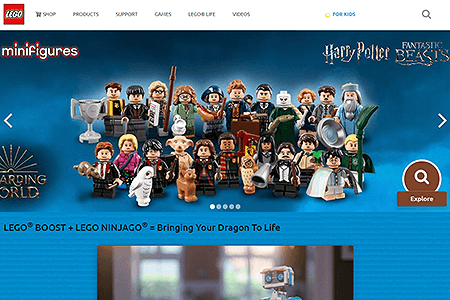 Lego website in 2018