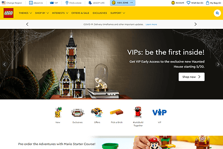 Lego website in 2020