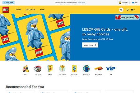 Lego website in 2021