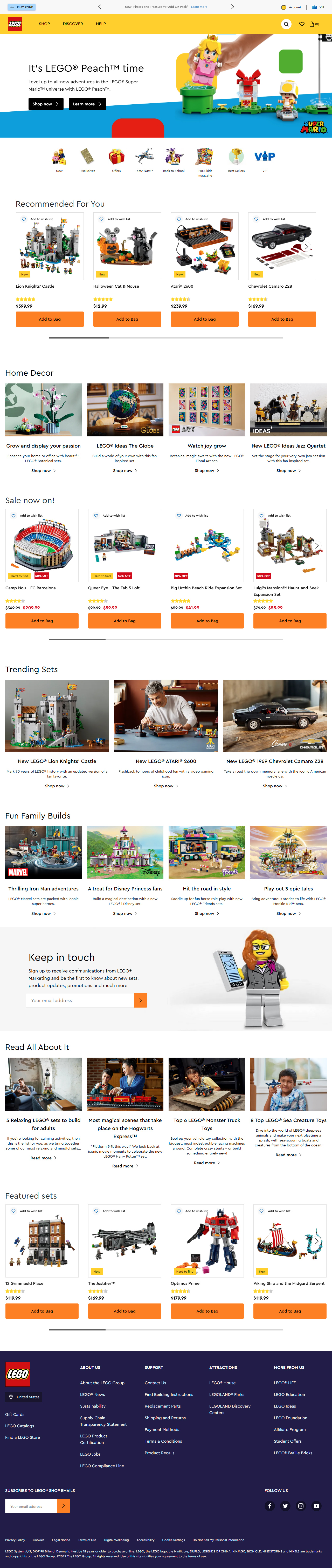 LEGO website in 2022
