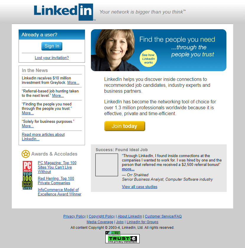 LinkedIn in 2004