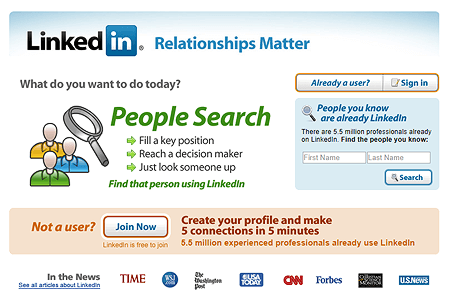 LinkedIn website in 2006