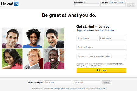 LinkedIn website in 2013