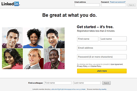 LinkedIn website in 2014