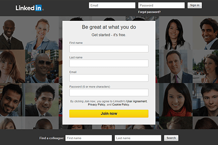 LinkedIn website in 2016