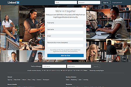 LinkedIn website in 2018
