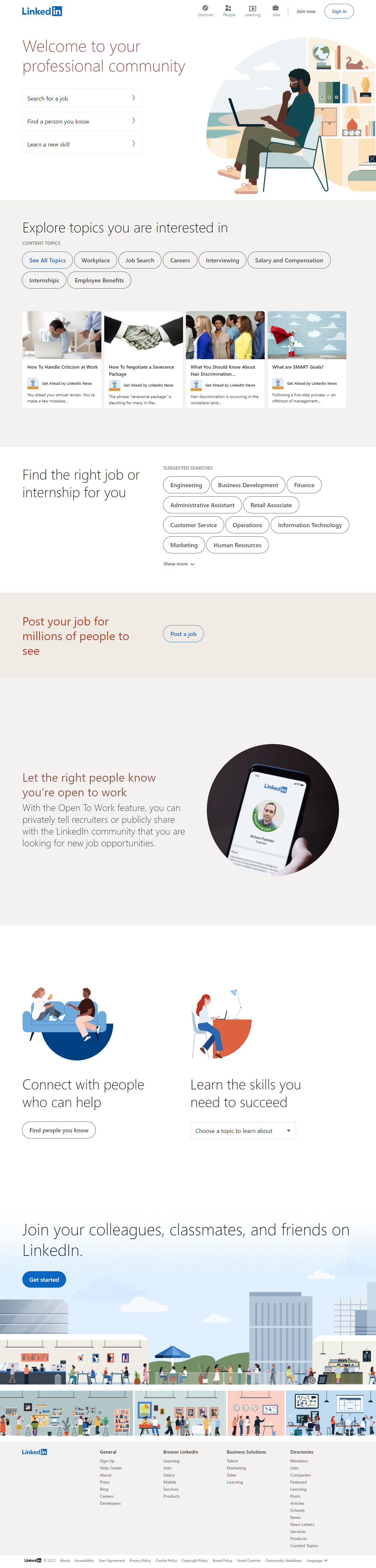 LinkedIn website in 2022