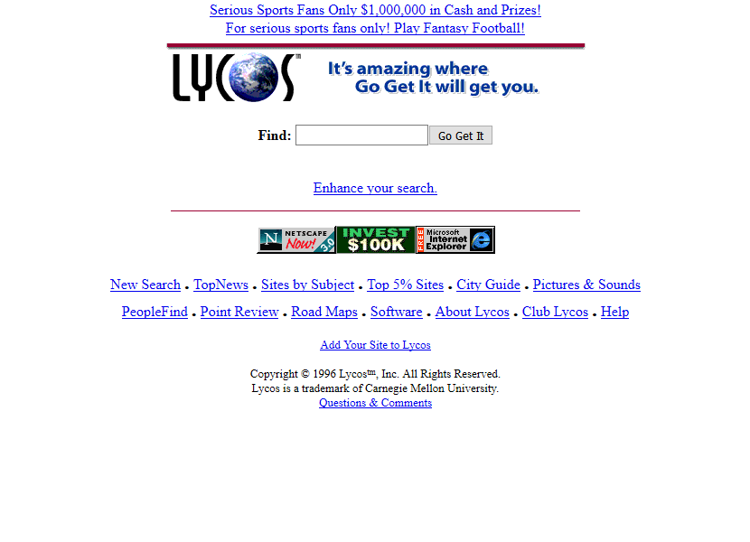 Lycos in 1996