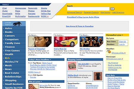 Lycos website in 2002