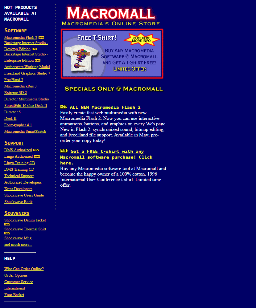 Macromedia Online Store in 1997