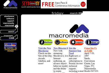 Macromedia website in 1997