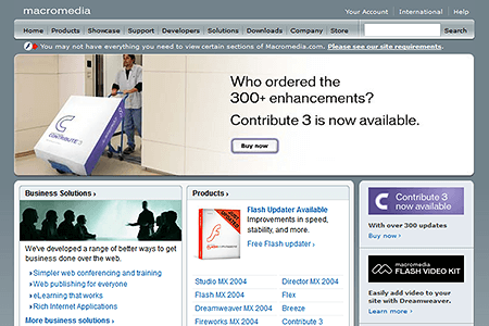 Macromedia website in 2004