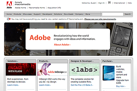 Macromedia website in 2006