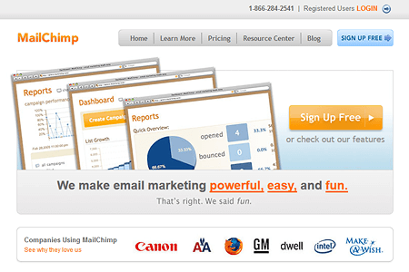 Mailchimp website in 2008