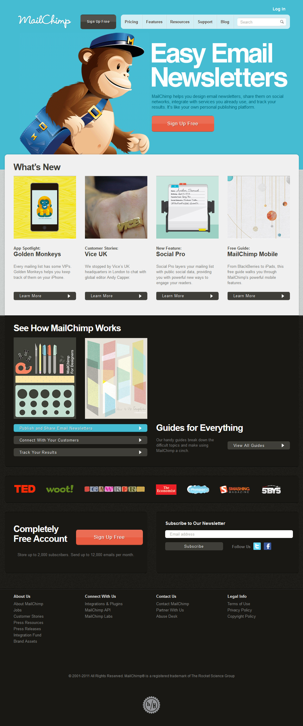 Mailchimp website in 2011