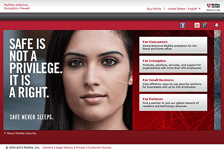 McAfee website in 2013