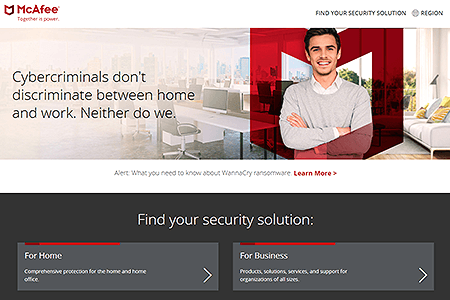 McAfee website in 2017