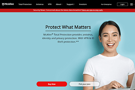 McAfee website in 2021