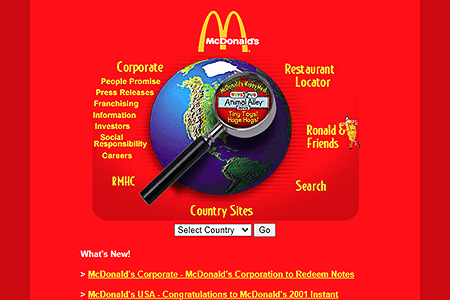 McDonald’s website in 2001