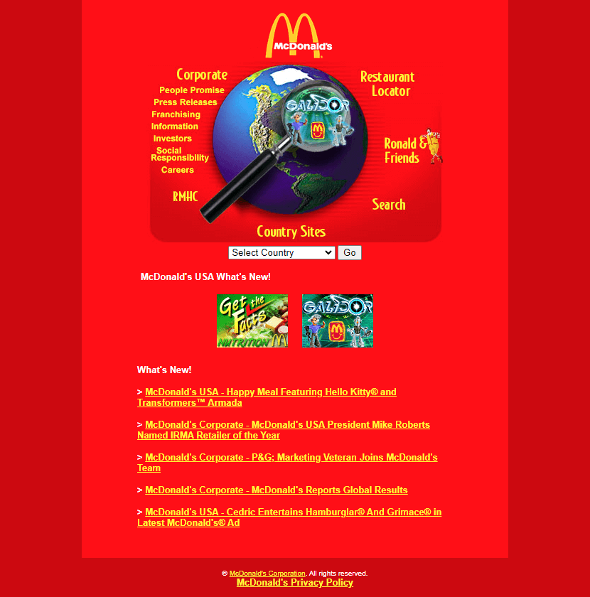 McDonald’s website in 2002