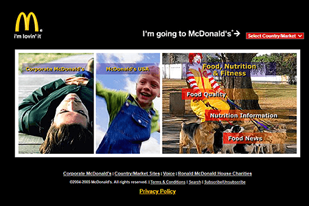 McDonald's website in 2005