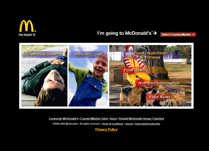 McDonald's website in 2005