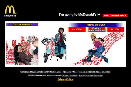 McDonald's website in 2006