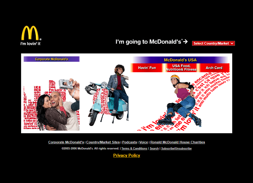 McDonald's website in 2006