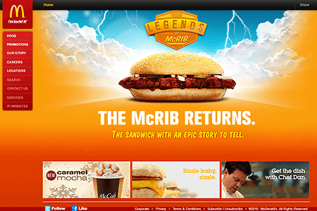 McDonald's website in 2010