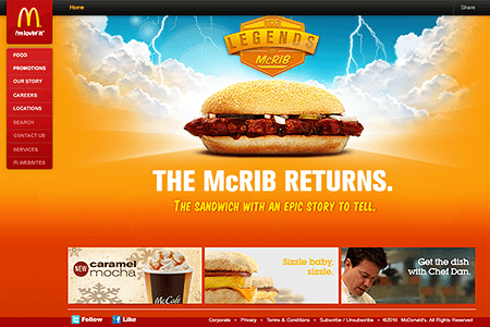 McDonald's website in 2010