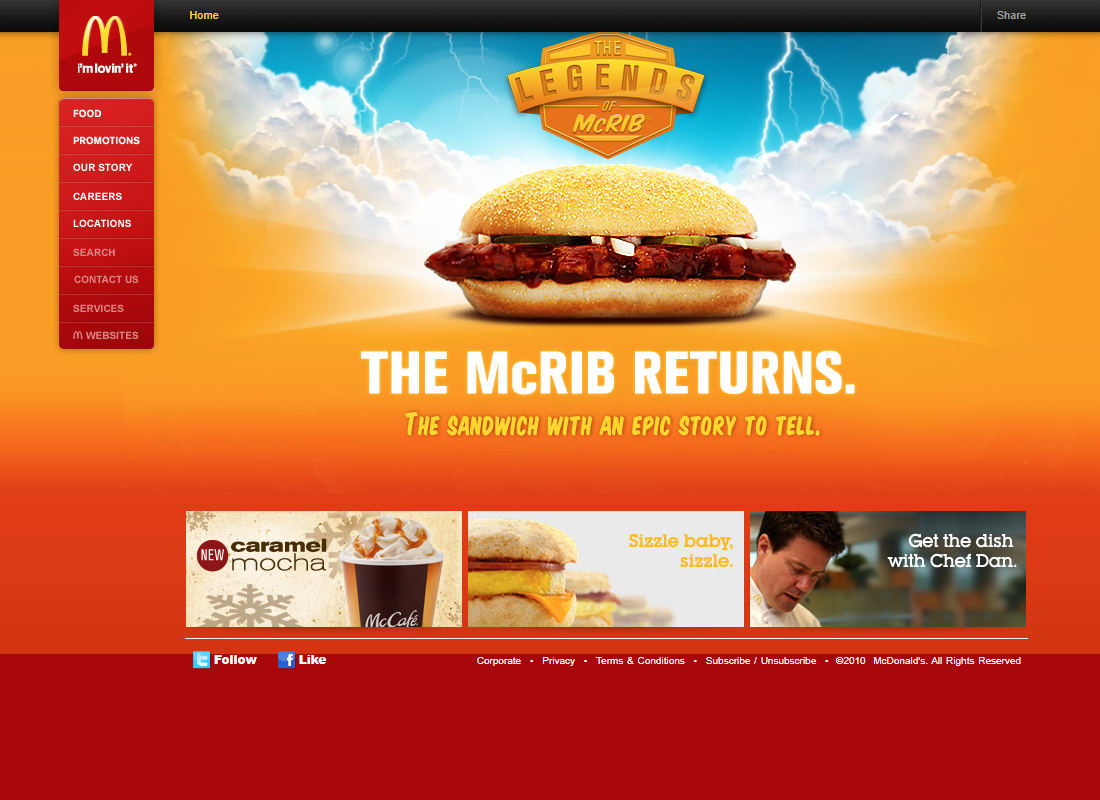 McDonald's website in 2010