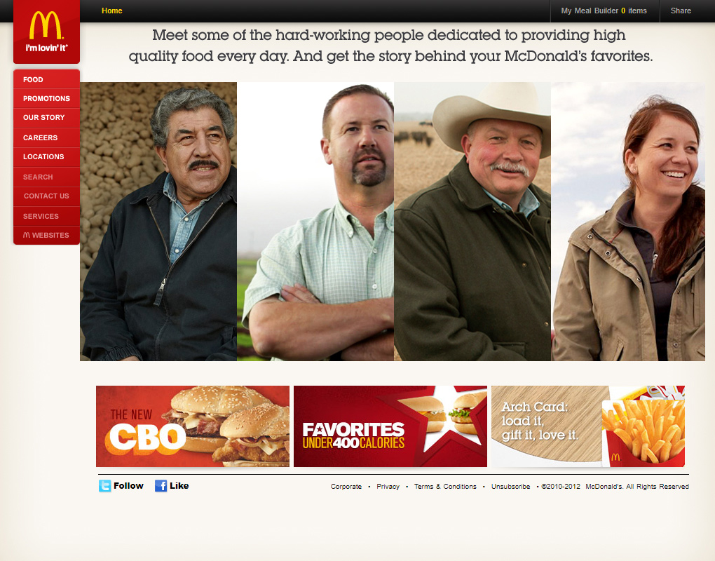 McDonald's website in 2012