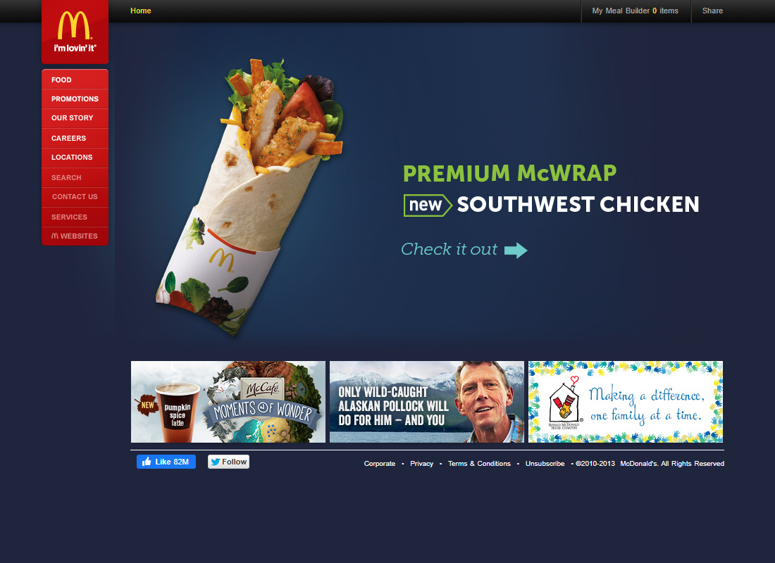 McDonald’s website in 2013