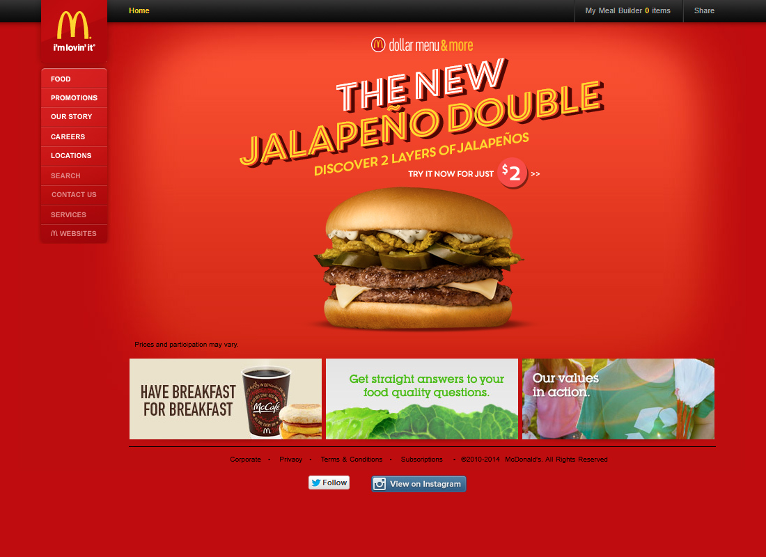 McDonald’s website in 2014