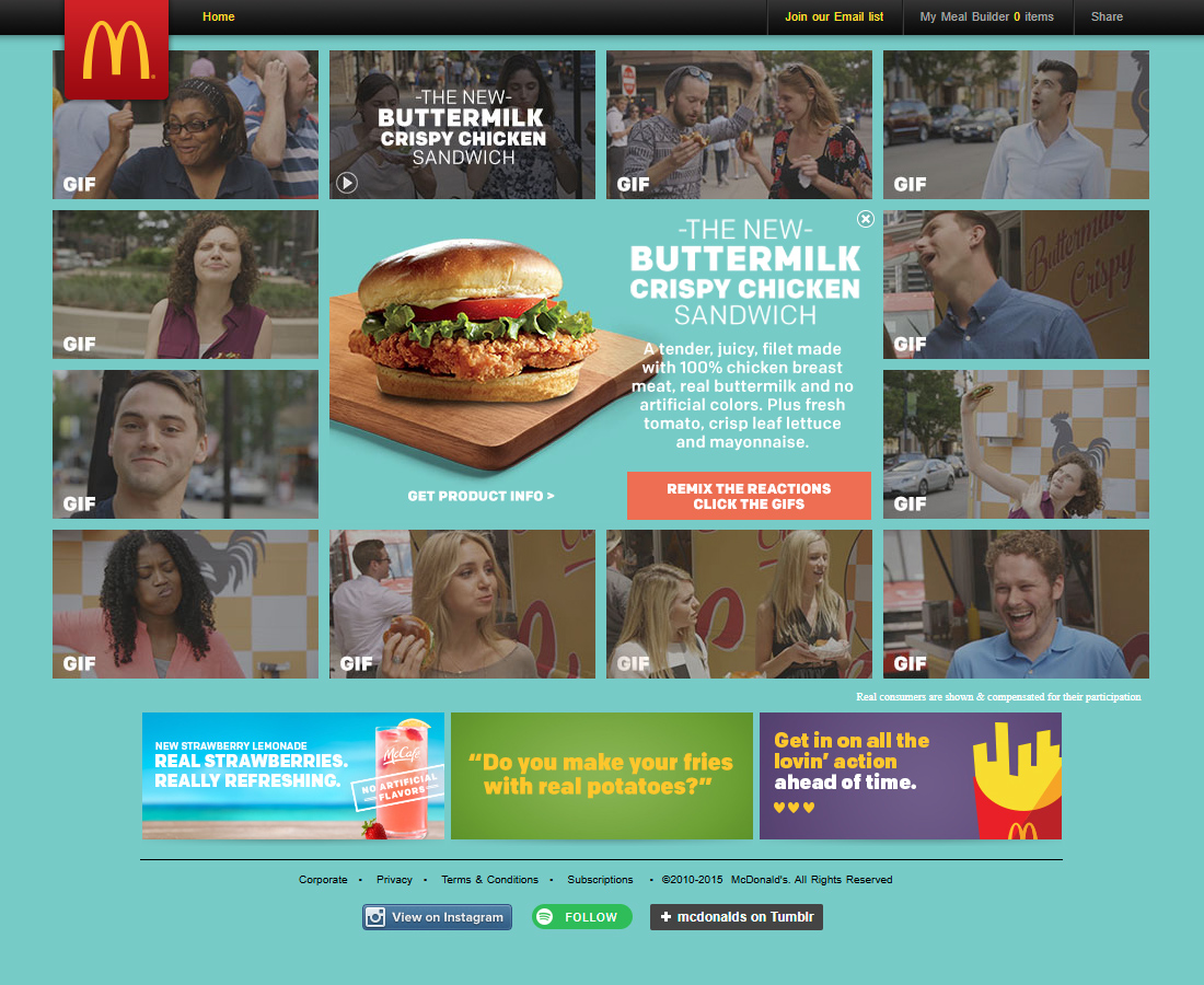 McDonald’s website in 2015