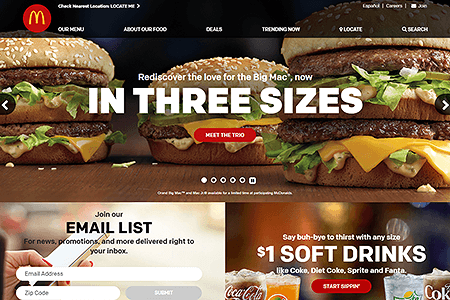 McDonald’s website in 2017