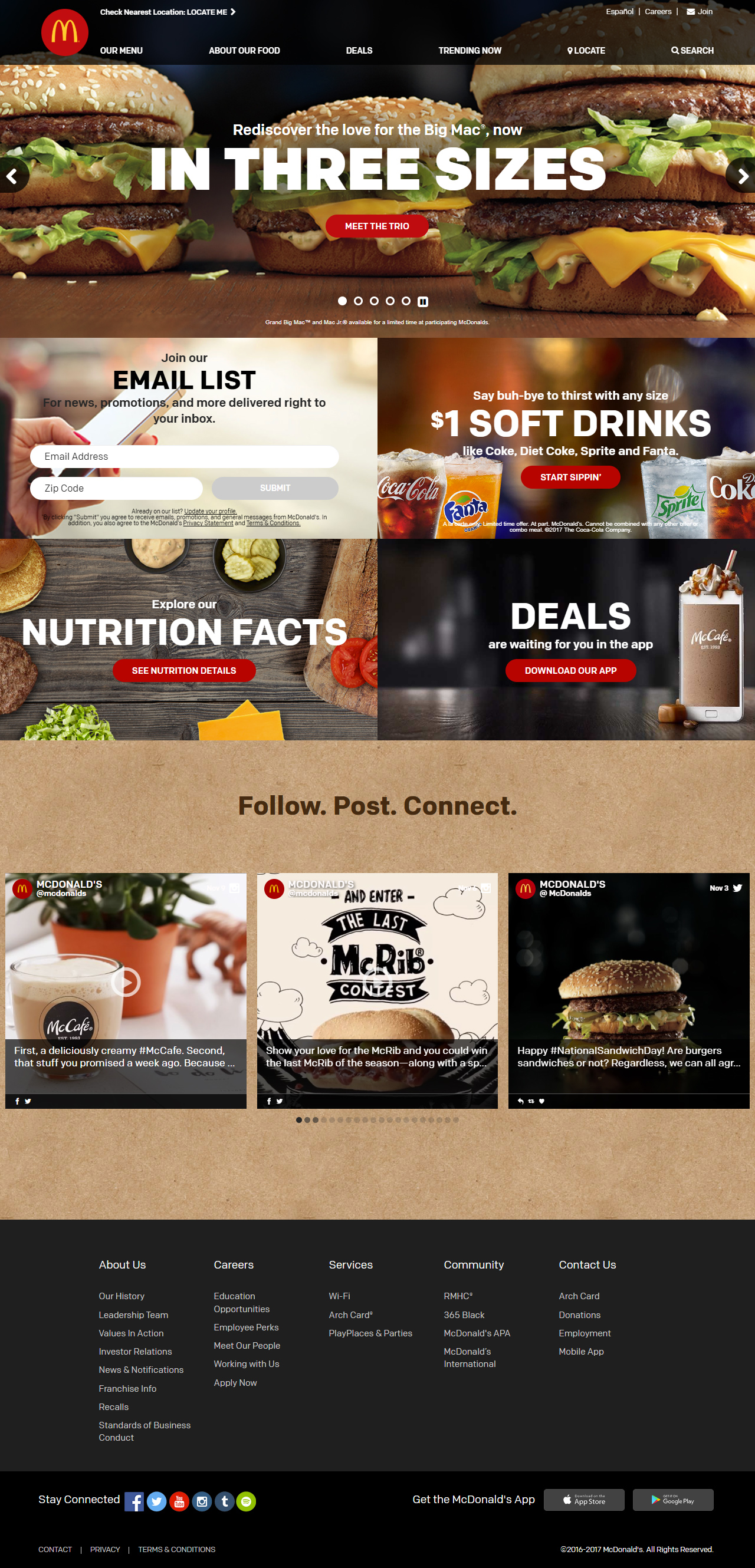 McDonald’s website in 2017