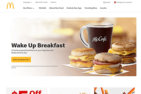 McDonald’s website in 2019