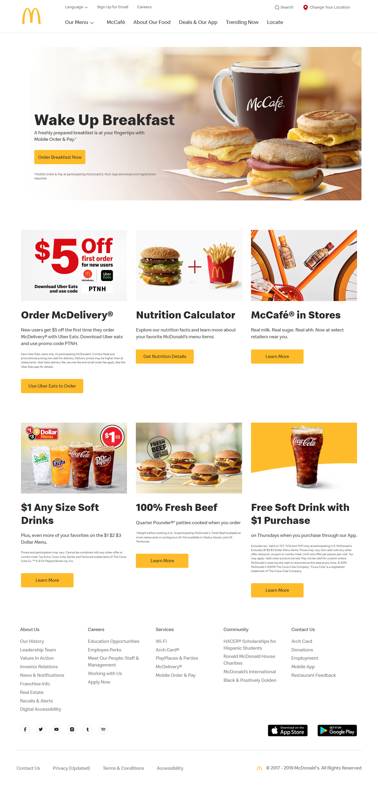 McDonald’s website in 2019