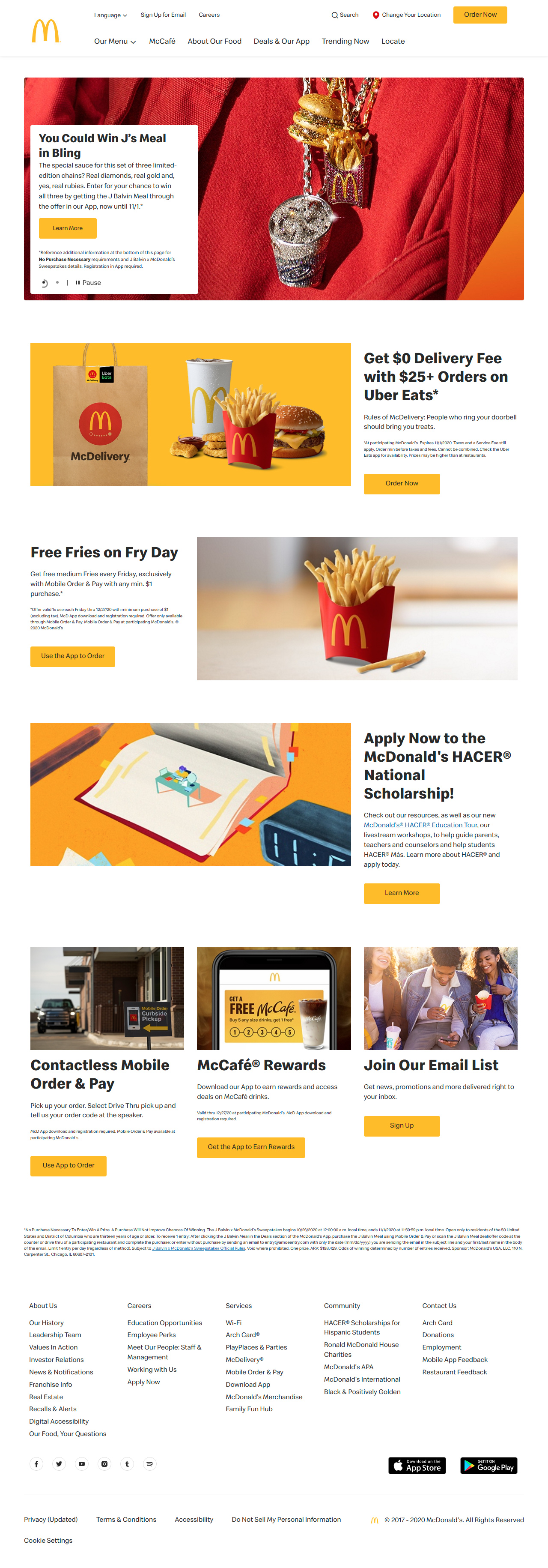 McDonald’s website in 2020