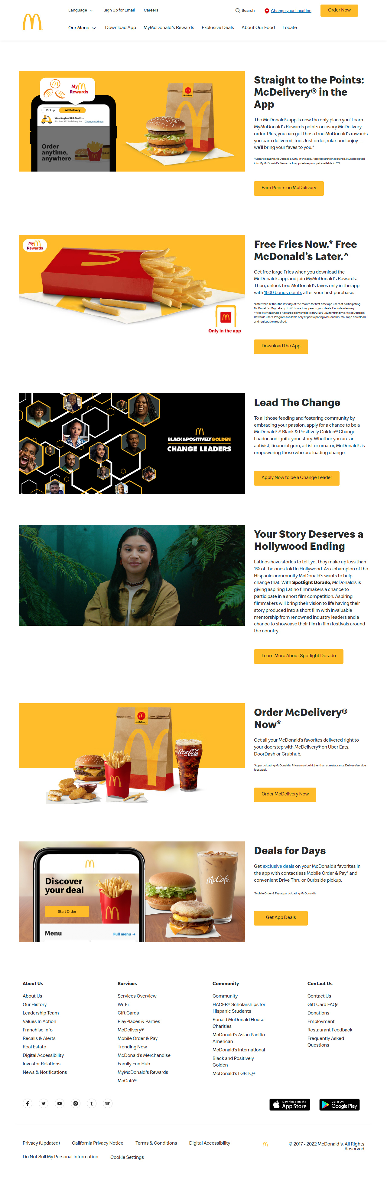 McDonald’s website in 2022