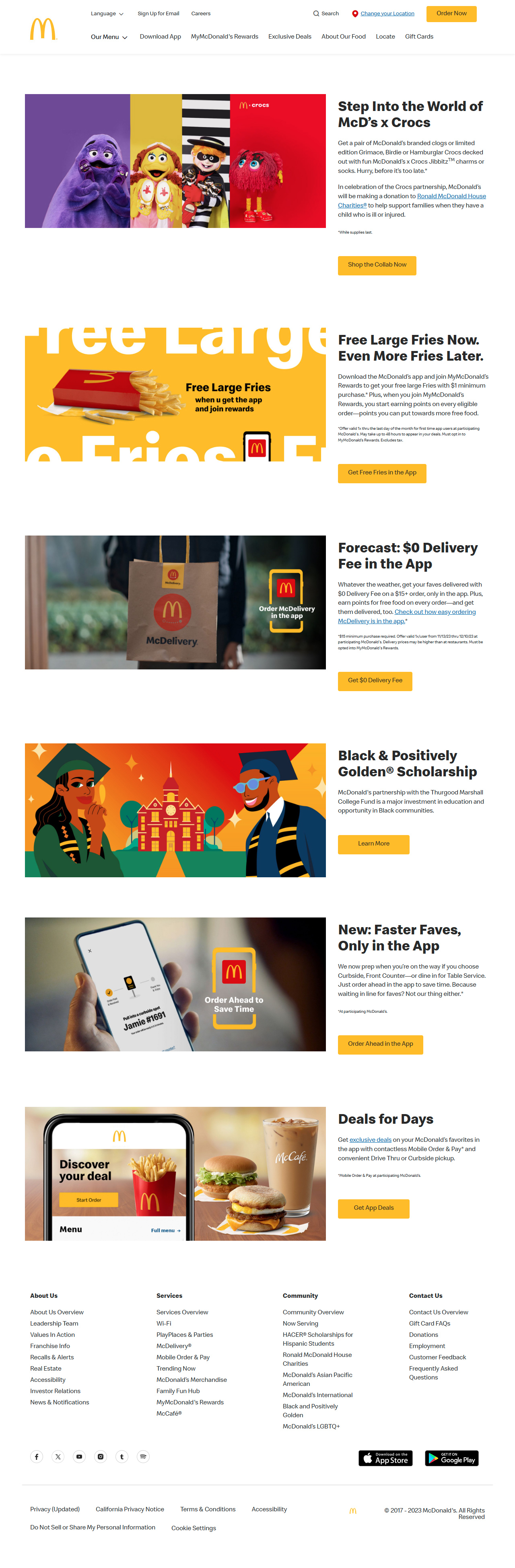McDonald’s website in 2023